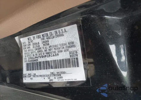 1997 Ford Mustang Cobra из США, поврежденный, VIN 1FALP47V0VF191639